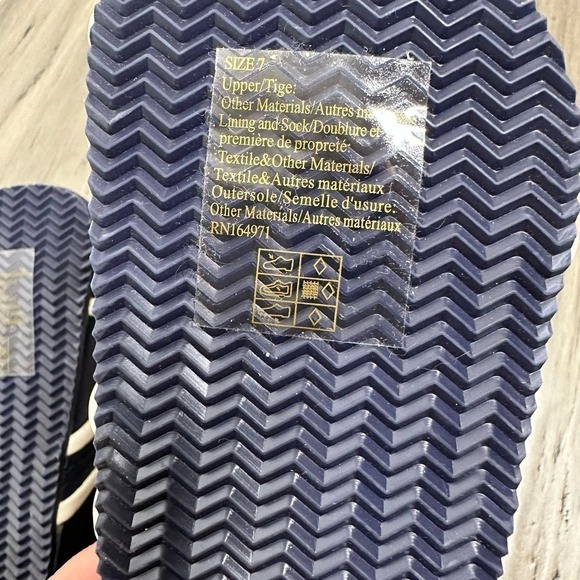 NWT Janie & Jack Boys Slides Sandals Navy White Size 7 - Picture 3 of 4